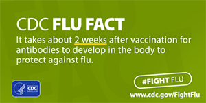 #Fight Flu: It takes about two weeks after vaccination for antibodies to develop.