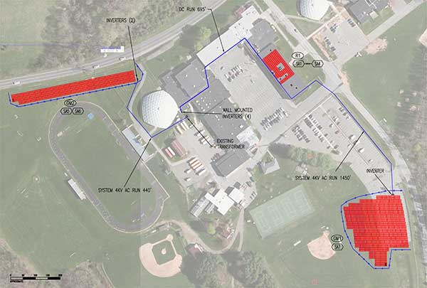 Drawing of proposed solar array at Sussex County Technical School