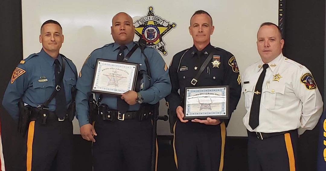 Pictured Left to Right:  Lieutenant Matt Avenatti, Trooper Cabrera-Bonilla, Sergeant Gray, Sheriff Strada