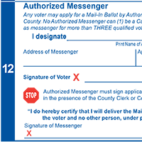 Authorized Messenger line on mail in ballot