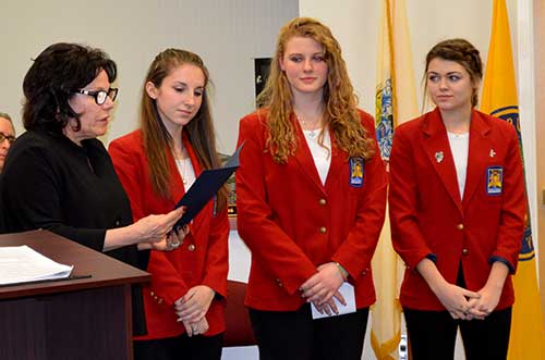 Freeholder Sylvia Petillo with students from Sussex County Technical School