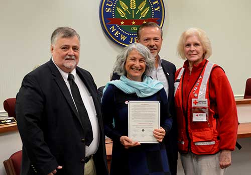 Freeholder Phil Crabb with Jocelyn Gilman and Red Cross volunteers