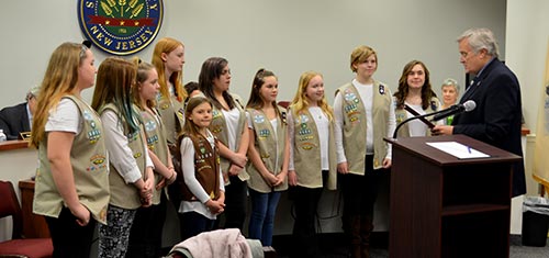 Freeholder George Graham and Girl Scouts