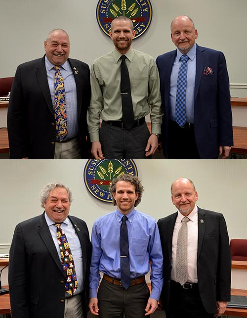 Freeholders Lazzaro, Rose and Yardley before and after having their heads shaved