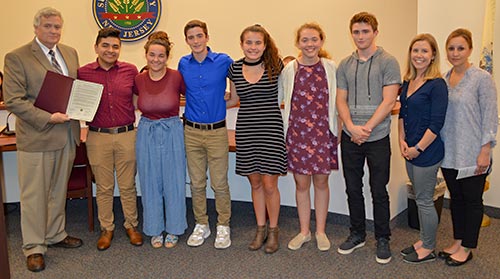 Freeholder George Graham with members of Sussex County Youth Tobacco Action Group