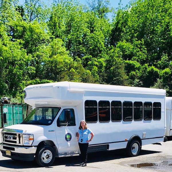 New bus with Omnibus Operator Eileen Dalmas