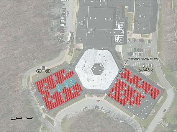 Drawing of proposed solar array at Kittatinny Regional High School