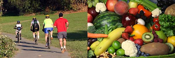 Bicycles, fruits and vegetables