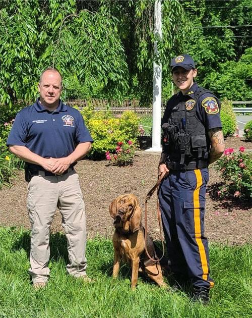 Sheriff Strada with K9 Officer Nutmeg, and Detective Kathy Young