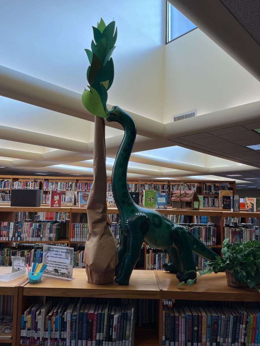 New Dinosaur Mascot at Louise Childs Branch Library in Stanhope