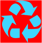 Red recycling icon
